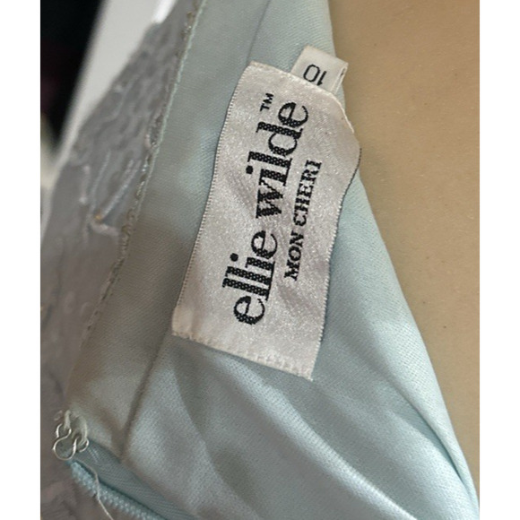 Ellie Wilde by Mon Cheri 2 pc Prom Dress Set Cropped Blue Lace Shimmer M - Picture 10 of 12